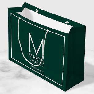 Modern Personalised Monogram and Name Groomsmen Large Gift Bag