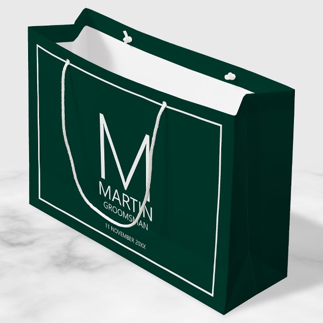 Modern Personalised Monogram and Name Groomsmen Large Gift Bag (Creator Uploaded)
