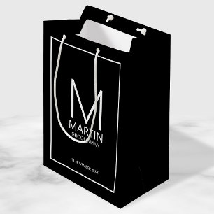 Modern Personalised Monogram and Name Groomsmen Medium Gift Bag
