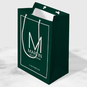 Modern Personalised Monogram and Name Groomsmen Medium Gift Bag