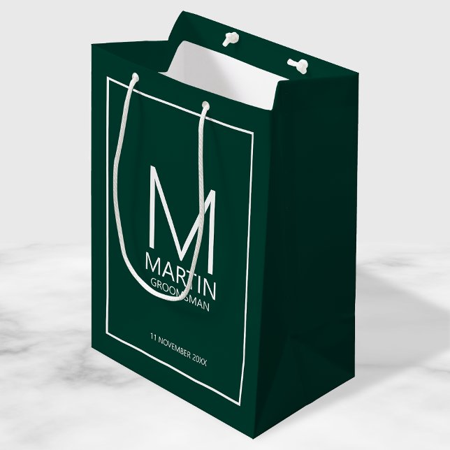 Modern Personalised Monogram and Name Groomsmen Medium Gift Bag (Creator Uploaded)
