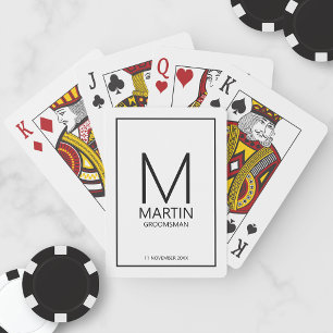 Modern Personalised Monogram and Name Groomsmen Pl Playing Cards