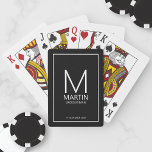 Modern Personalised Monogram and Name Groomsmen Playing Cards<br><div class="desc">Add a personal touch to your wedding with personalised groomsmen playing card.
This playing card features personalised groomsman's monogram and name with title and wedding date in white modern sans serif font style on black background.

Also perfect for best man,  father of the bride and more.</div>