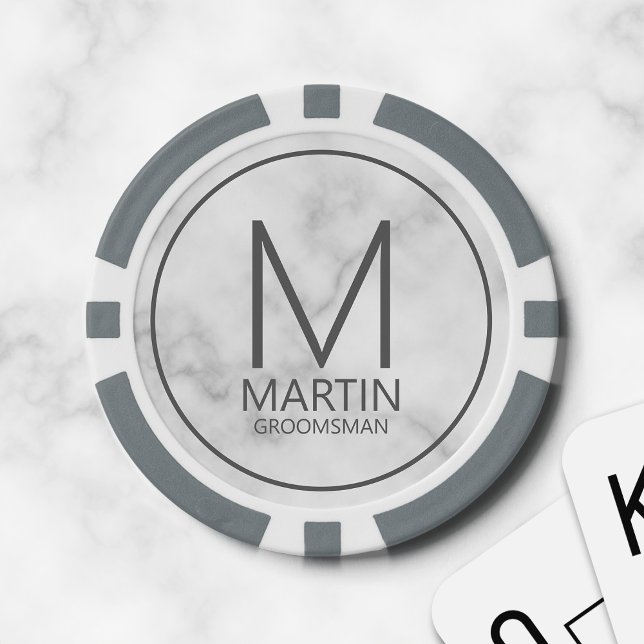 Modern Personalised Monogram and Name Groomsmen Poker Chips (Creator Uploaded)