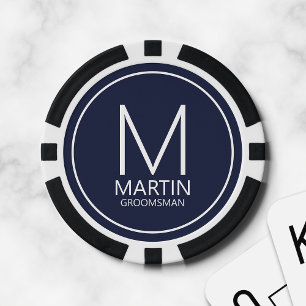 Modern Personalised Monogram and Name Groomsmen Poker Chips
