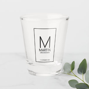 Modern Personalised Monogram and Name Groomsmen Shot Glass