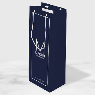 Modern Personalised Monogram and Name Groomsmen Wine Gift Bag