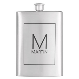 Modern Personalised Monogram and Name Hip Flask