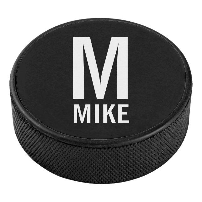 Modern Personalised Monogram and Name Hockey Puck (3/4)