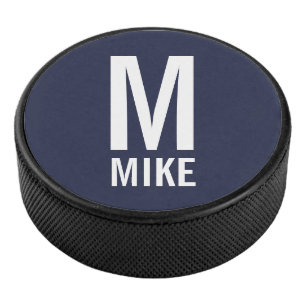 Modern Personalised Monogram and Name Hockey Puck