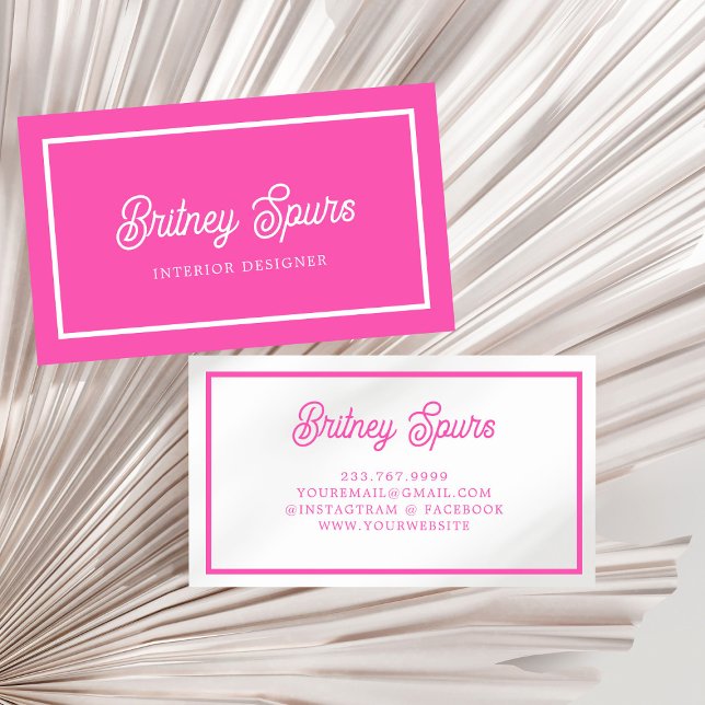 Modern Personalised Monogram and Name Hot Pink Business Card (Creator Uploaded)