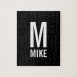 Modern Personalised Monogram and Name Jigsaw Puzzle<br><div class="desc">Modern Black and White Bold Monogram Design featuring personalised monogram and name in modern bold sans serif font style.

Perfect as modern loft/minimalist home decor accessories,  housewarming gift,  family reunion gift and gift for any special occasions.</div>