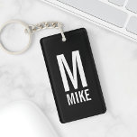 Modern Personalised Monogram and Name Key Ring<br><div class="desc">Modern Monogram Design featuring personalised monogram and name in modern bold sans serif font style.

Perfect gift for dad,  husband,  boyfriend,  boys and more</div>