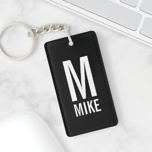 Modern Personalised Monogram and Name Key Ring