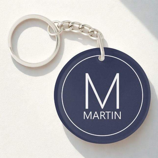 Modern Personalised Monogram and Name Keychain (Creator Uploaded)