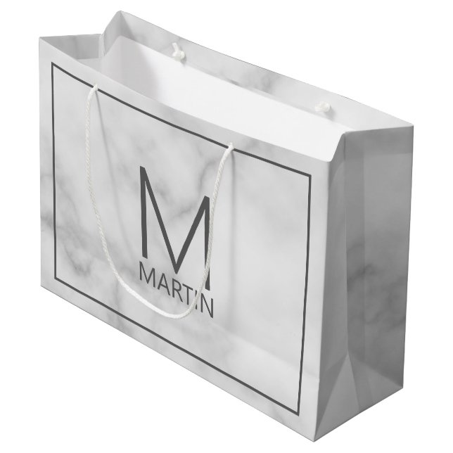 Modern Personalised Monogram and Name Large Gift Bag (Front Angled)