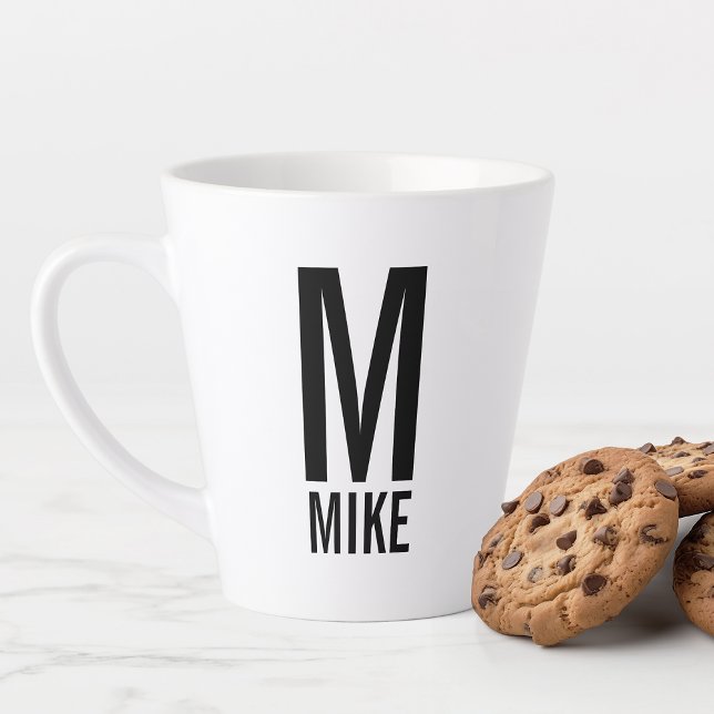 Modern Personalised Monogram and Name Latte Mug (Creator Uploaded)