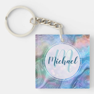 Modern Personalised Monogram and Name Liquid Key Ring
