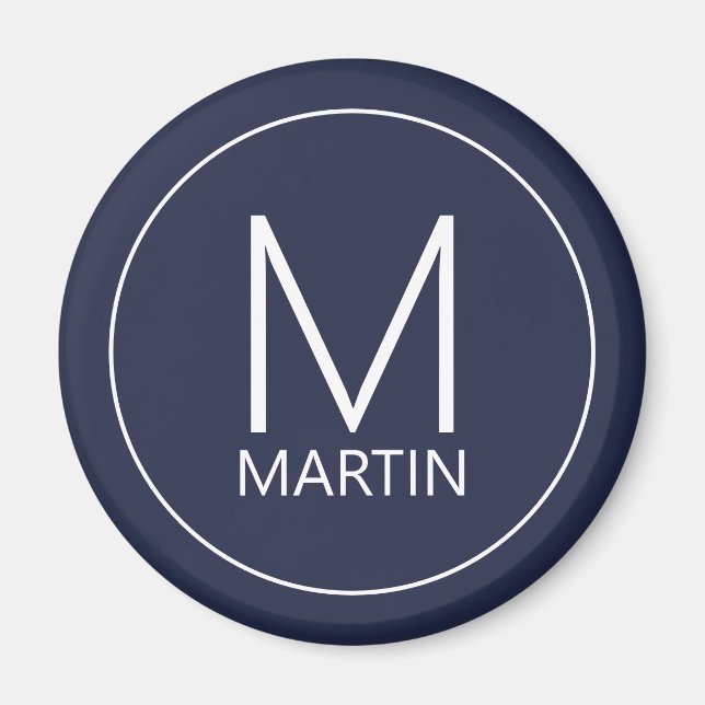 Modern Personalised Monogram and Name Magnet (Front)