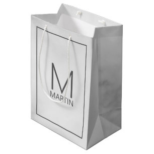 Modern Personalised Monogram and Name Medium Gift Bag