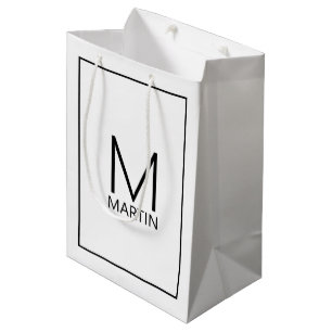 Modern Personalised Monogram and Name Medium Gift Bag