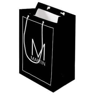 Modern Personalised Monogram and Name Medium Gift Bag