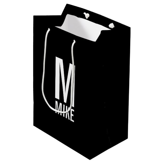 Modern Personalised Monogram and Name Medium Gift Bag (Front Angled)