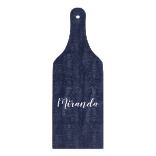 Modern Personalised Monogram and Name Navy Blue Cutting Board