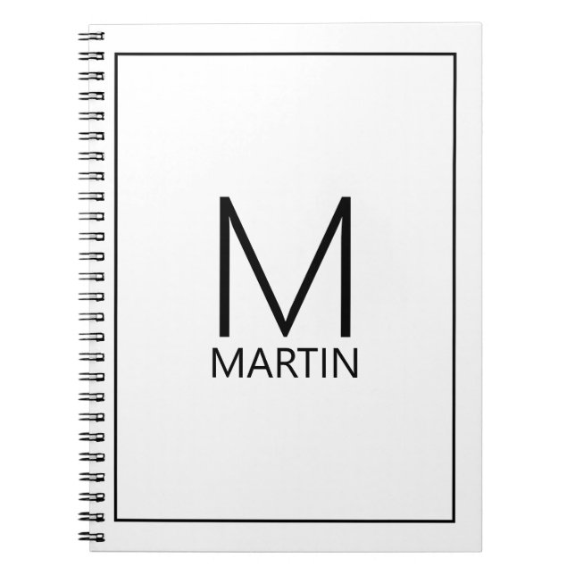 Modern Personalised Monogram and Name Notebook (Front)