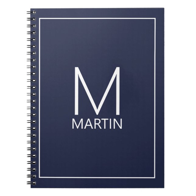 Modern Personalised Monogram and Name Notebook (Front)