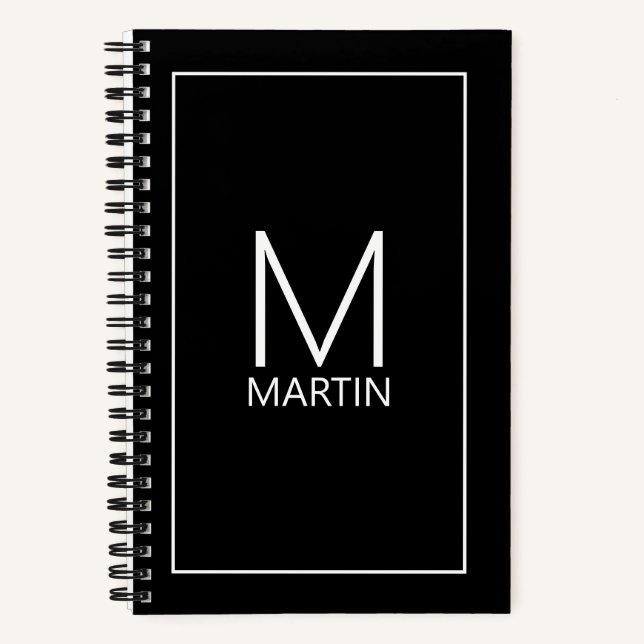 Modern Personalised Monogram and Name Notebook (Front)