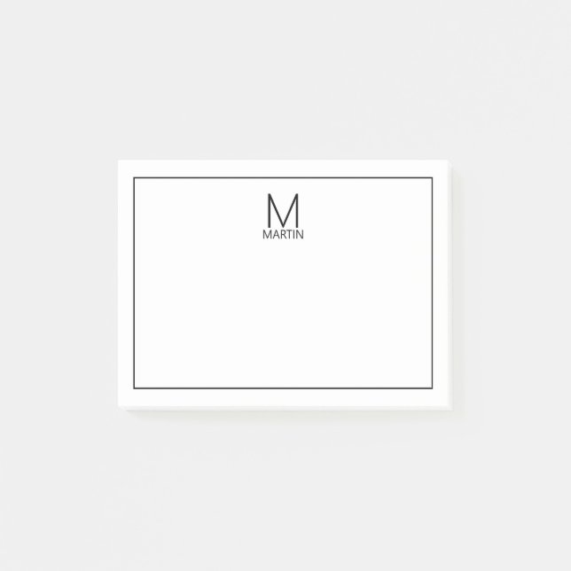 Modern Personalised Monogram and Name Notepad (Front)
