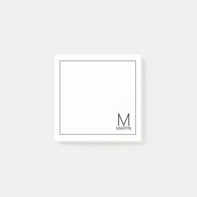 Modern Personalised Monogram and Name Notepad (Front)