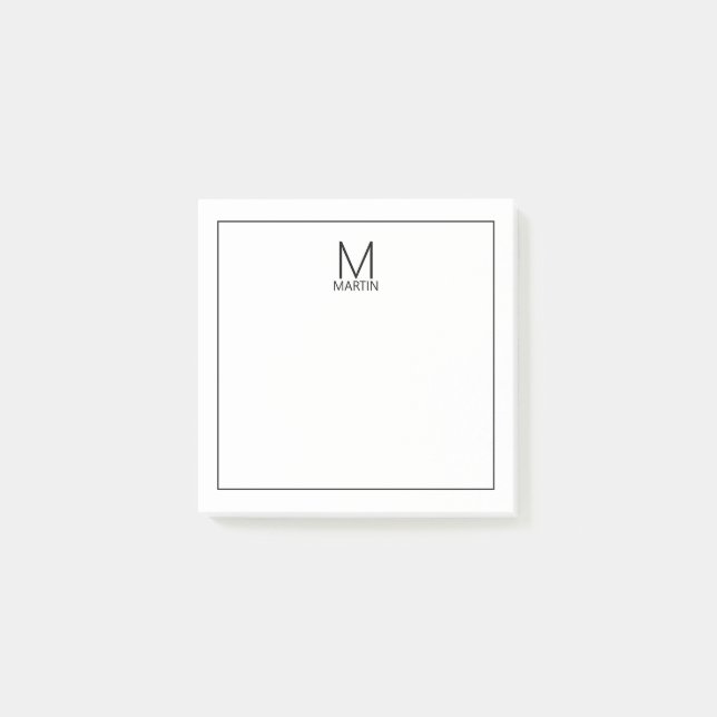 Modern Personalised Monogram and Name Notepad (Front)