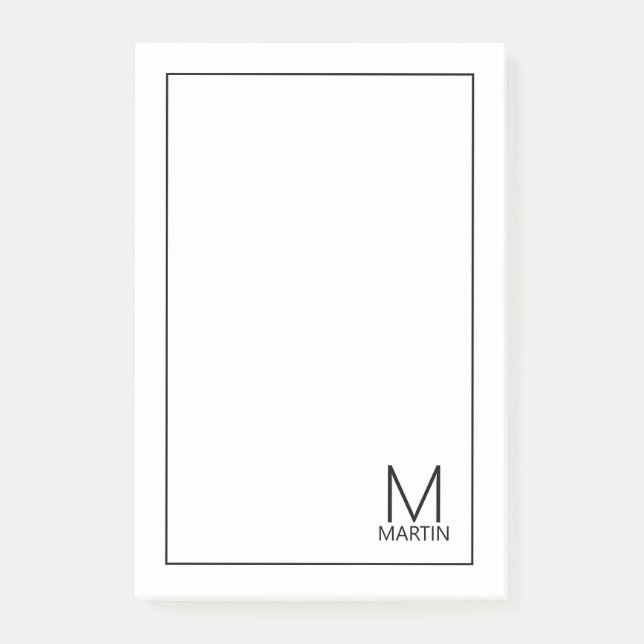 Modern Personalised Monogram and Name Notepad (Front)