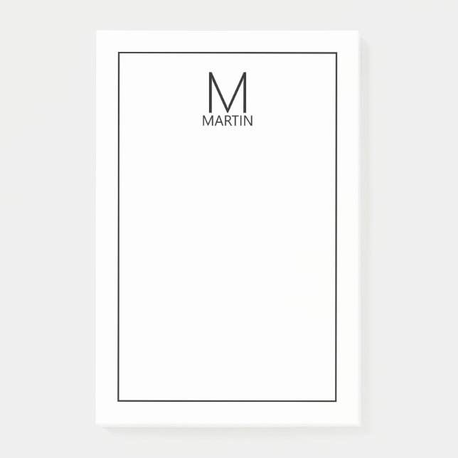 Modern Personalised Monogram and Name Notepad (Front)
