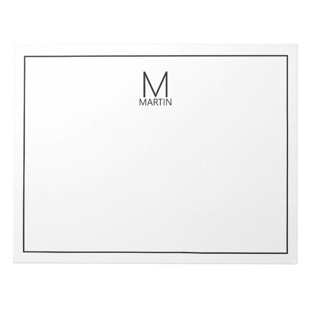 Modern Personalised Monogram and Name Notepad (Front)
