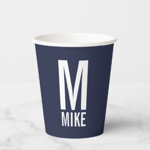 Modern Personalised Monogram and Name Paper Cups