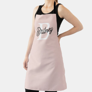 Modern Personalised Monogram and Name Pastel Pink Apron