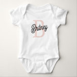 Modern Personalised Monogram and Name Pastel Pink  Baby Bodysuit<br><div class="desc">Introducing our Modern Personalised Monogram and Name Pastel Pink Baby Bodysuit, a delightful addition to your baby's wardrobe. This bodysuit features a contemporary design in soft pastel pink, personalised with your baby's monogram and name for a unique touch. Perfect for everyday wear, baby showers, or as a thoughtful gift, it...</div>