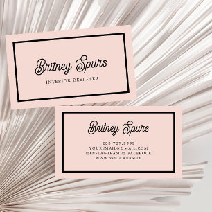 Modern Personalised Monogram and Name Pastel Pink Business Card