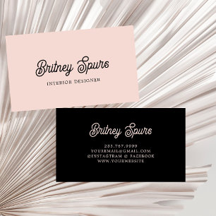 Modern Personalised Monogram and Name Pastel Pink Business Card