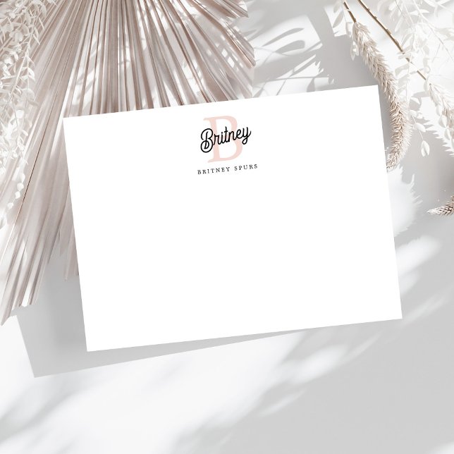 Modern Personalised Monogram and Name Pastel Pink Card (Creator Uploaded)