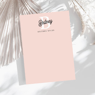 Modern Personalised Monogram and Name Pastel Pink Card