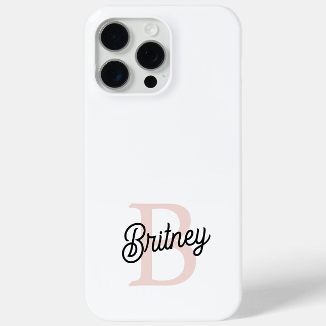 Modern Personalised Monogram and Name Pastel Pink Case-Mate iPhone Case (Back)