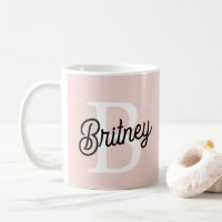 Modern Personalised Monogram and Name Pastel Pink
