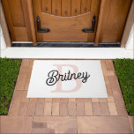 Modern Personalised Monogram and Name Pastel Pink Doormat<br><div class="desc">Introducing our Modern Personalised Monogram and Name Pastel Pink Doormat, a stylish and welcoming addition to your home's entryway. This doormat features a contemporary design in soft pastel pink, personalised with your monogram and name for a unique touch. Perfect for greeting guests with elegance and charm, it combines functionality with...</div>