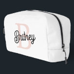 Modern Personalised Monogram and Name Pastel Pink Dopp Kit<br><div class="desc">Introducing our Modern Personalised Monogram and Name Pastel Pink Dopp Kit, a stylish and practical accessory for all your travel needs. This Dopp kit features a sleek design in soft pastel pink, personalised with your monogram and name for a unique and elegant touch. Perfect for organising toiletries and grooming essentials,...</div>