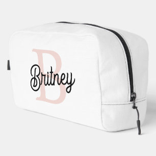 Modern Personalised Monogram and Name Pastel Pink Dopp Kit