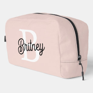 Modern Personalised Monogram and Name Pastel Pink Dopp Kit